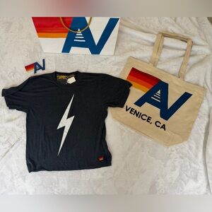NWT - Aviator Nation Bundle  Boyfriend Tee  and Tote Small